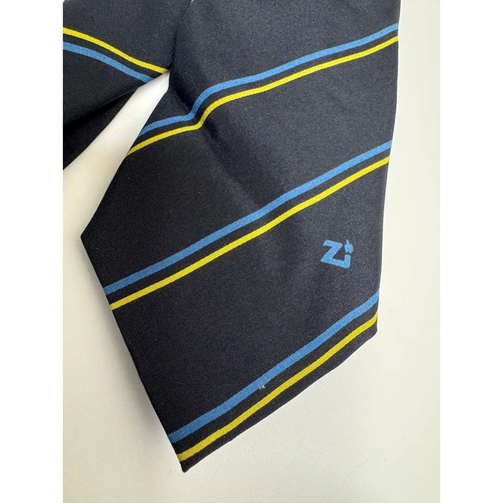 Vintage Zippo Navy Blue‎ Striped Silk Neck Tie Mens Made in Italy